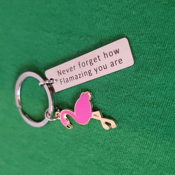 "Never Forget How Flamazing You Are" Flamingo Keychain - Picture 3 of 3